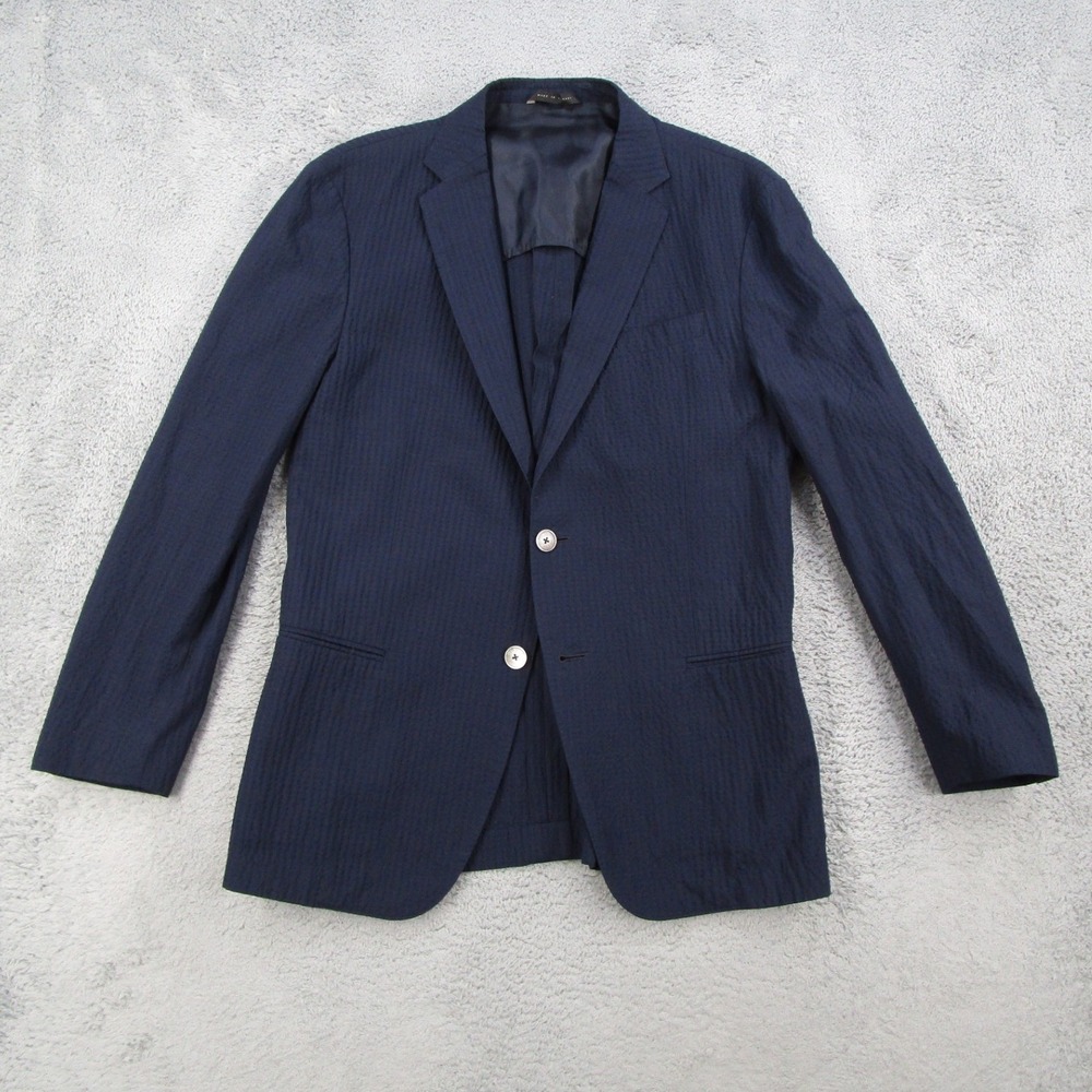Hugo Boss Mens Nivan Benno1 Blazer Navy Seersucker Wool Cotton Sport Coat 40R